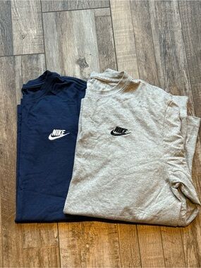 Nike Logo Crewneck Tee Pair - Navy & Heather Gray